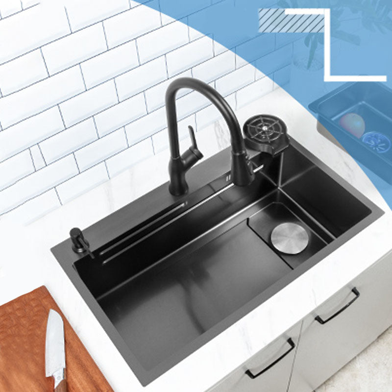 Contemporary Kitchen Sink Stainless Steel Kitchen Sink with Drain Assembly Clearhalo 'Home Improvement' 'home_improvement' 'home_improvement_kitchen_sinks' 'Kitchen Remodel & Kitchen Fixtures' 'Kitchen Sinks & Faucet Components' 'Kitchen Sinks' 'kitchen_sinks' 6211901