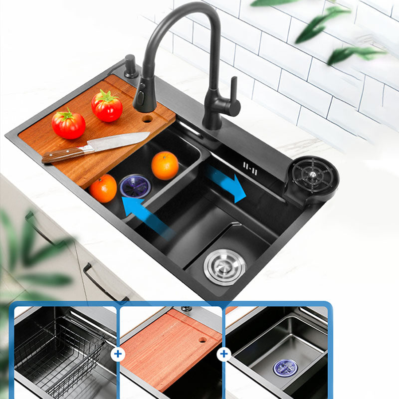 Contemporary Kitchen Sink Stainless Steel Kitchen Sink with Drain Assembly Clearhalo 'Home Improvement' 'home_improvement' 'home_improvement_kitchen_sinks' 'Kitchen Remodel & Kitchen Fixtures' 'Kitchen Sinks & Faucet Components' 'Kitchen Sinks' 'kitchen_sinks' 6211912