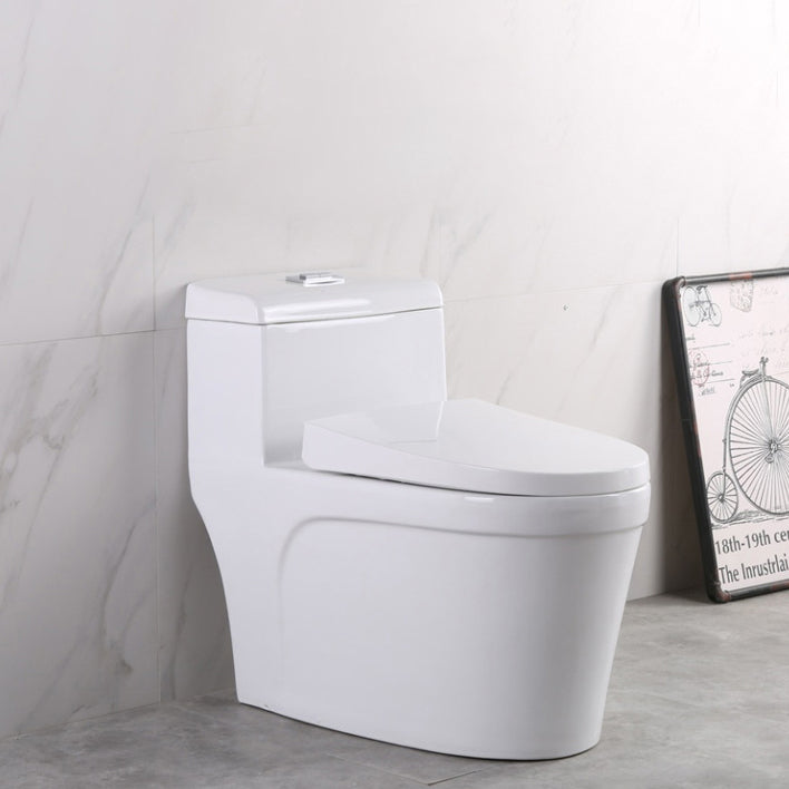 White Modern Flush Toilet Ceramic Elong One-Piece Toilet with Slow Close Seat 14" Clearhalo 'Bathroom Remodel & Bathroom Fixtures' 'Home Improvement' 'home_improvement' 'home_improvement_toilets' 'Toilets & Bidets' 'Toilets' 6212671