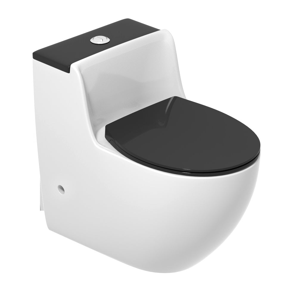 Modern Elongated Toilet Bowl Siphon Jet Flush Toilet with Seat Black/ White Clearhalo 'Bathroom Remodel & Bathroom Fixtures' 'Home Improvement' 'home_improvement' 'home_improvement_toilets' 'Toilets & Bidets' 'Toilets' 6212718