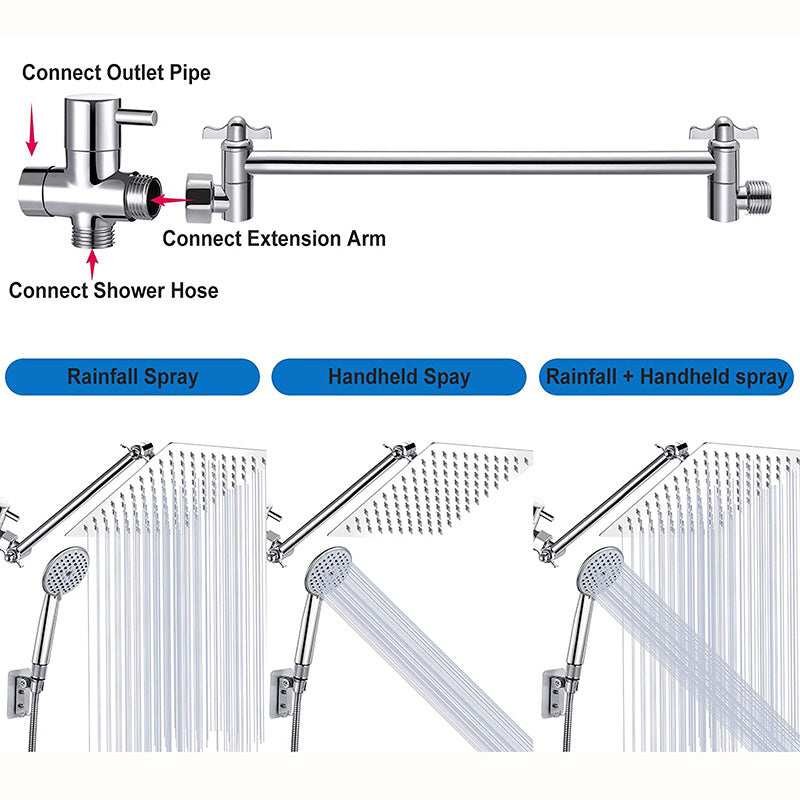 Square Shape Dual Shower Heads Modern Home Metal Dual Shower Heads Clearhalo 'Bathroom Remodel & Bathroom Fixtures' 'Home Improvement' 'home_improvement' 'home_improvement_shower_heads' 'Shower Heads' 'shower_heads' 'Showers & Bathtubs Plumbing' 'Showers & Bathtubs' 6215184