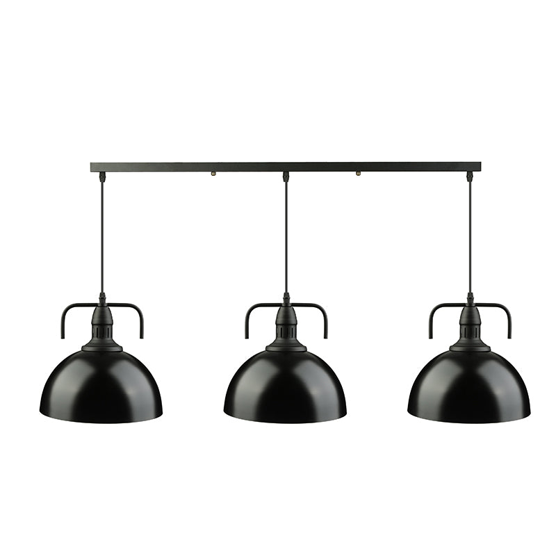 3 Lights Dome Pendant Light Loft Style Black Finish Metal Ceiling Fixture with Linear/Round Canopy and Handle Clearhalo 'Art Deco Pendants' 'Black' 'Cast Iron' 'Ceiling Lights' 'Ceramic' 'Crystal' 'Industrial Pendants' 'Industrial' 'Metal' 'Middle Century Pendants' 'Pendant Lights' 'Pendants' 'Rustic Pendants' 'Tiffany' Lighting' 621910