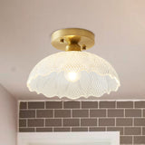 1 Light Ceiling Light Fixture with Bowl/Barn/Flower Shade Clear Textured Glass Industrial Corridor Semi Flush Clear Bowl Clearhalo 'Ceiling Lights' 'Close To Ceiling Lights' 'Close to ceiling' 'Glass shade' 'Glass' 'Pendant Lights' 'Semi-flushmount' Lighting' 622152