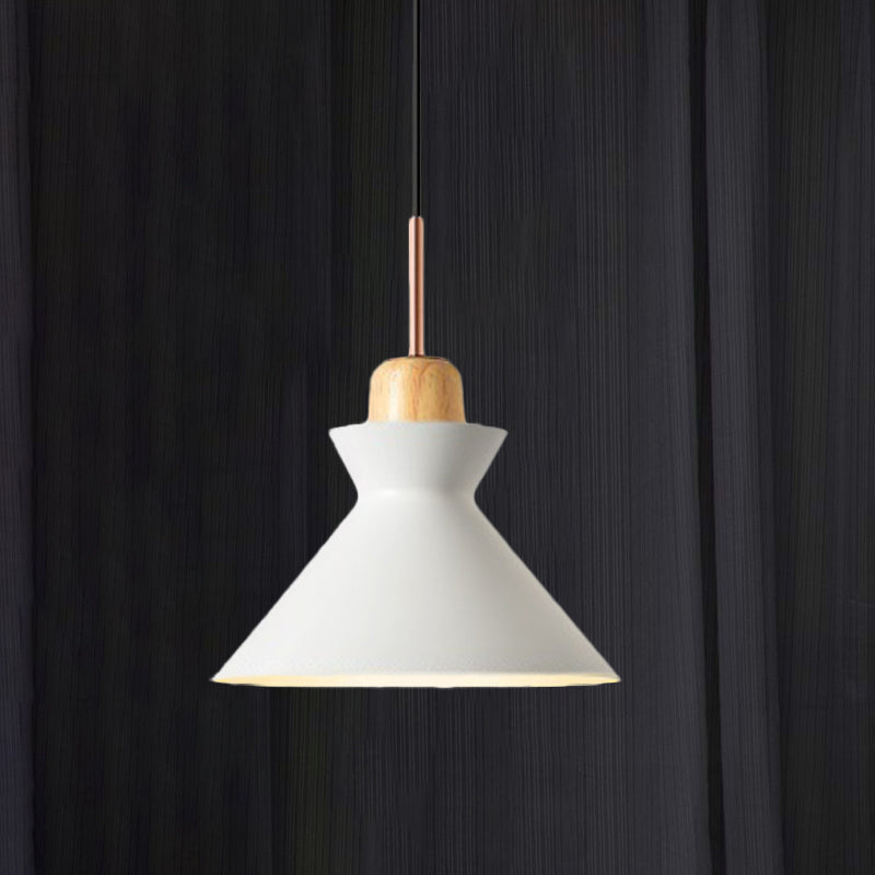 Nordic Stylish Conic Hanging Lamp 1 Bulb Metal and Wood Pendant Lighting in Grey/White for Living Room White Clearhalo 'Ceiling Lights' 'Modern Pendants' 'Modern' 'Pendant Lights' 'Pendants' Lighting' 622207