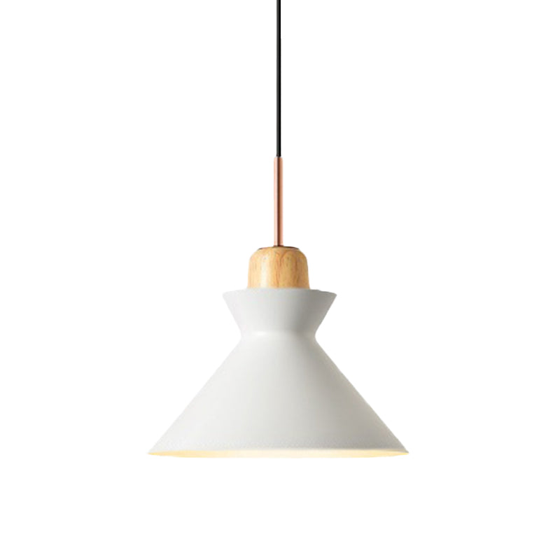 Nordic Stylish Conic Hanging Lamp 1 Bulb Metal and Wood Pendant Lighting in Grey/White for Living Room Clearhalo 'Ceiling Lights' 'Modern Pendants' 'Modern' 'Pendant Lights' 'Pendants' Lighting' 622210