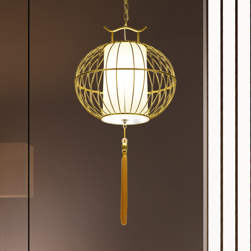 Chinese Style 1 Light Hanging Pendant Light with Bamboo Shade Black/Gold Lantern Ceiling Light for Indoor, 16"/21.5" W Clearhalo 'Ceiling Lights' 'Modern Pendants' 'Modern' 'Pendant Lights' 'Pendants' Lighting' 622253