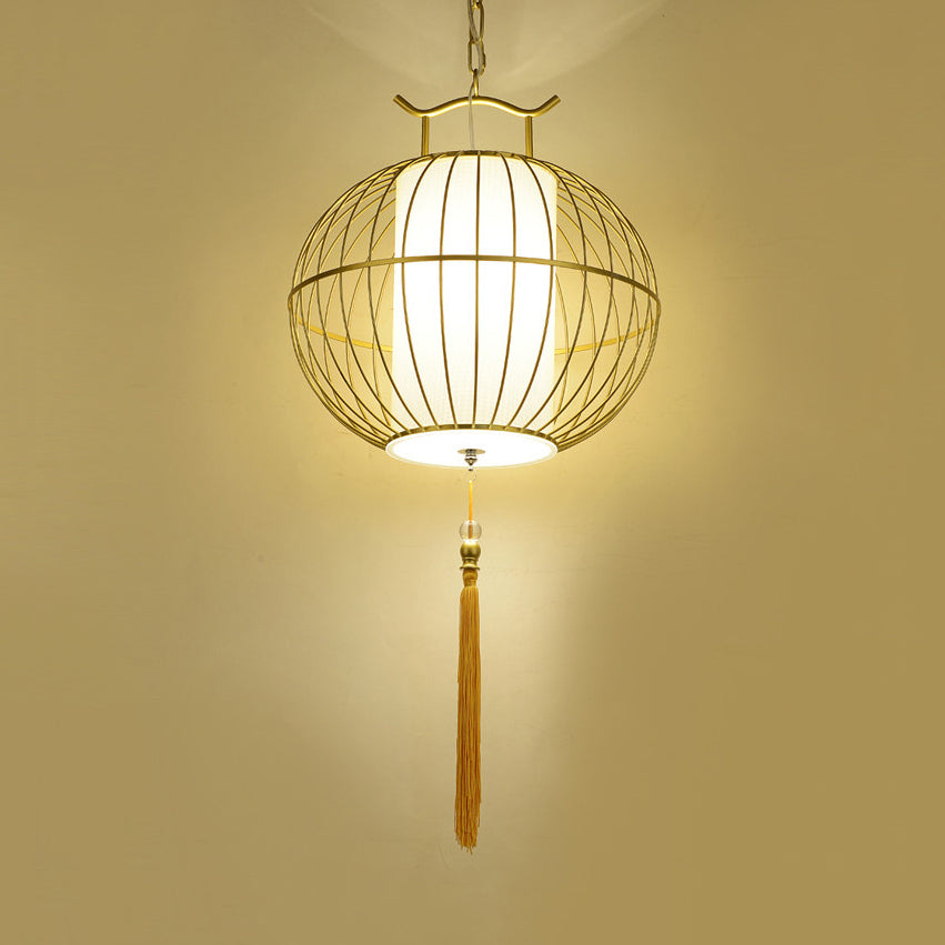 Chinese Style 1 Light Hanging Pendant Light with Bamboo Shade Black/Gold Lantern Ceiling Light for Indoor, 16"/21.5" W Clearhalo 'Ceiling Lights' 'Modern Pendants' 'Modern' 'Pendant Lights' 'Pendants' Lighting' 622255