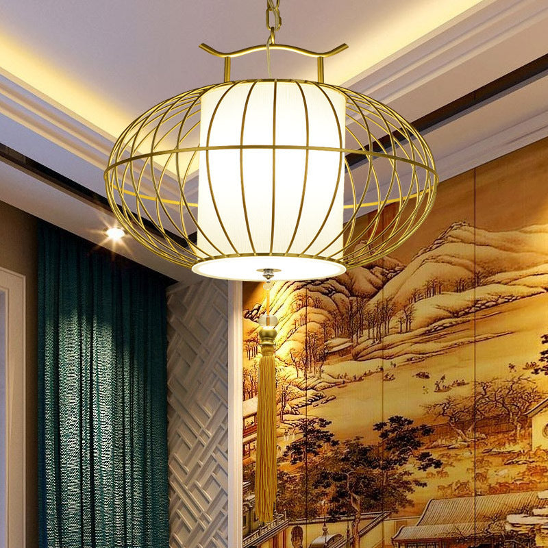 Chinese Style 1 Light Hanging Pendant Light with Bamboo Shade Black/Gold Lantern Ceiling Light for Indoor, 16"/21.5" W Clearhalo 'Ceiling Lights' 'Modern Pendants' 'Modern' 'Pendant Lights' 'Pendants' Lighting' 622260