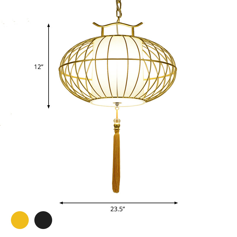 Chinese Style 1 Light Hanging Pendant Light with Bamboo Shade Black/Gold Lantern Ceiling Light for Indoor, 16"/21.5" W Clearhalo 'Ceiling Lights' 'Modern Pendants' 'Modern' 'Pendant Lights' 'Pendants' Lighting' 622263