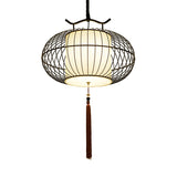 Chinese Style 1 Light Hanging Pendant Light with Bamboo Shade Black/Gold Lantern Ceiling Light for Indoor, 16"/21.5" W Clearhalo 'Ceiling Lights' 'Modern Pendants' 'Modern' 'Pendant Lights' 'Pendants' Lighting' 622270