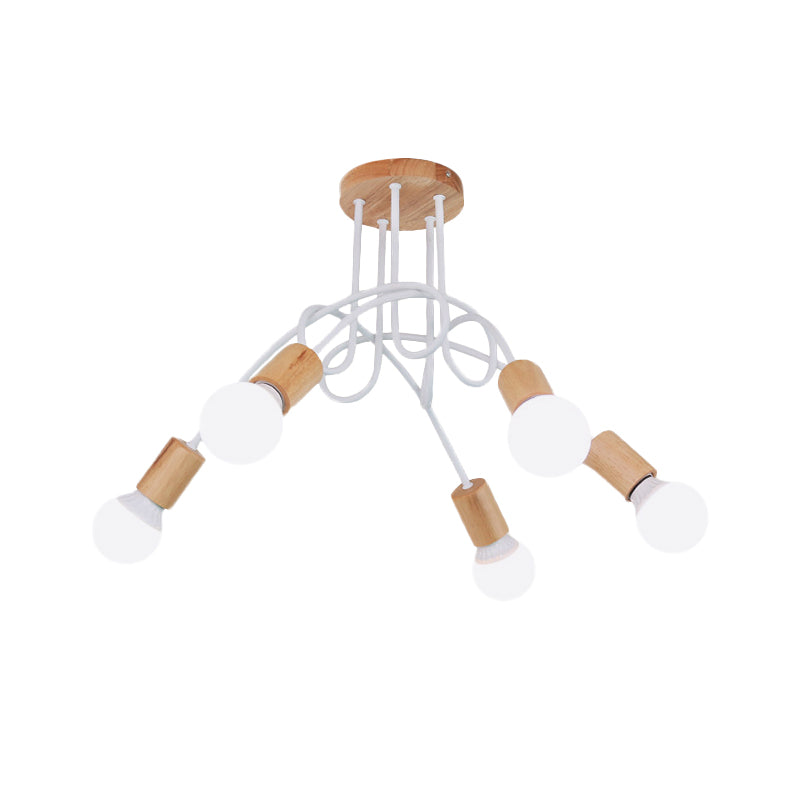 Twisted Semi Flush Mount Light Modern Wood Bare Bulb Ceiling Lights for Bedroom Clearhalo 'Ceiling Lights' 'Close To Ceiling Lights' 'Close to ceiling' 'Semi-flushmount' Lighting' 622317