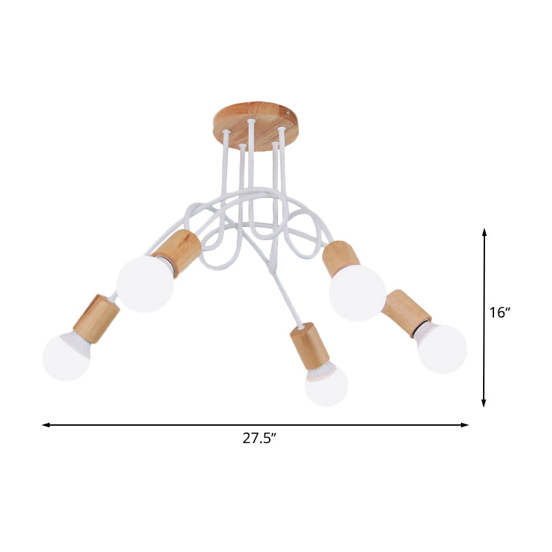 Twisted Semi Flush Mount Light Modern Wood Bare Bulb Ceiling Lights for Bedroom Clearhalo 'Ceiling Lights' 'Close To Ceiling Lights' 'Close to ceiling' 'Semi-flushmount' Lighting' 622318