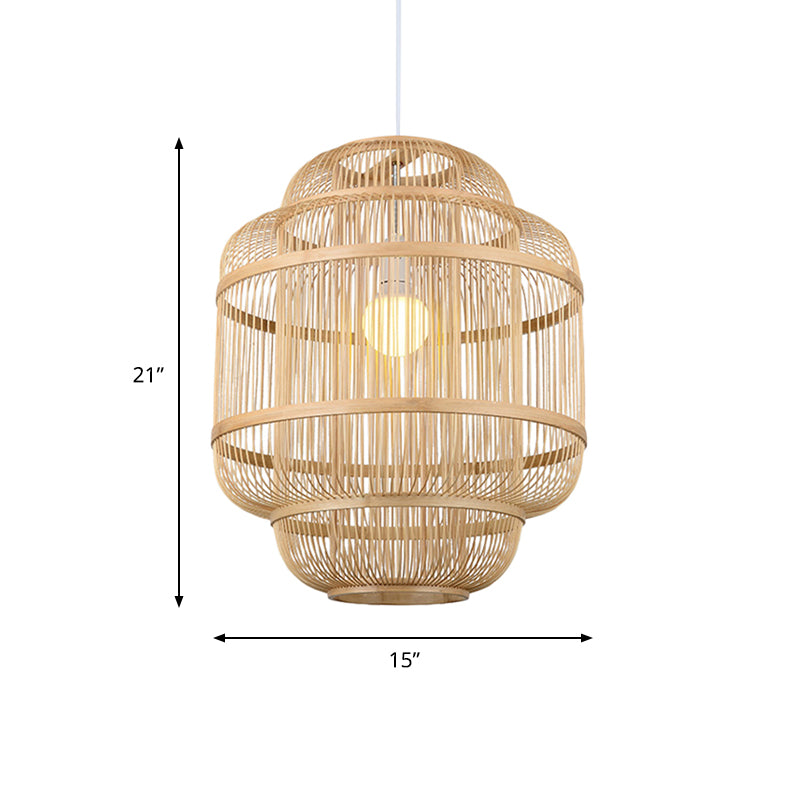 Wood orb Chandelier Dining Room Hanging Lamp Simple Style Hanging Lighting in Beige Clearhalo 'Ceiling Lights' 'Pendant Lights' 'Pendants' Lighting' 622333