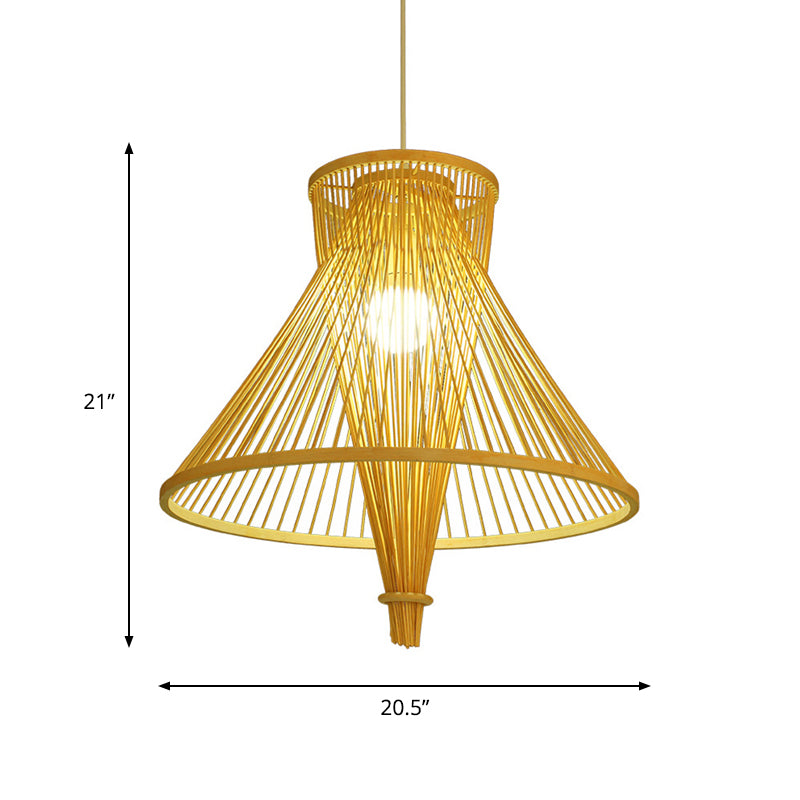 Bamboo Lantern Pendant Light Simple Style Hanging Lamp in Beige for Dining Room Clearhalo 'Ceiling Lights' 'Pendant Lights' 'Pendants' Lighting' 622339