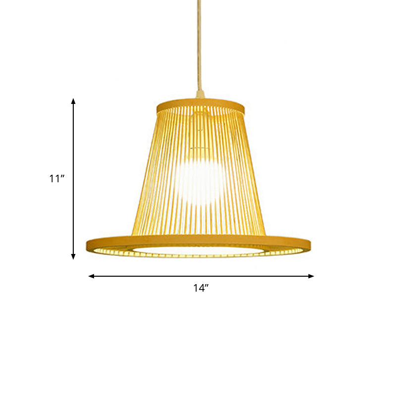 Hand Woven Bamboo Pendant Light with Shade Countryside 1 Light Beige Suspension Light for Restaurant, A/B Clearhalo 'Ceiling Lights' 'Pendant Lights' 'Pendants' Lighting' 622384