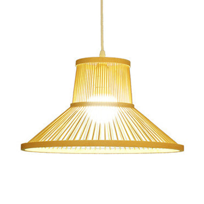 Hand Woven Bamboo Pendant Light with Shade Countryside 1 Light Beige Suspension Light for Restaurant, A/B Clearhalo 'Ceiling Lights' 'Pendant Lights' 'Pendants' Lighting' 622387