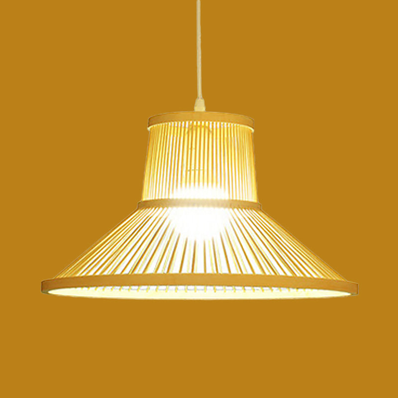 Hand Woven Bamboo Pendant Light with Shade Countryside 1 Light Beige Suspension Light for Restaurant, A/B Clearhalo 'Ceiling Lights' 'Pendant Lights' 'Pendants' Lighting' 622388