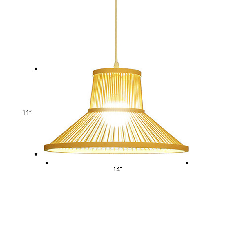 Hand Woven Bamboo Pendant Light with Shade Countryside 1 Light Beige Suspension Light for Restaurant, A/B Clearhalo 'Ceiling Lights' 'Pendant Lights' 'Pendants' Lighting' 622389