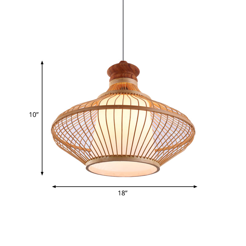 Teardrop Bamboo Shade Hanging Lamp Contemporary 1 Light Beige Pendant Light for Foyer Clearhalo 'Ceiling Lights' 'Pendant Lights' 'Pendants' Lighting' 622401