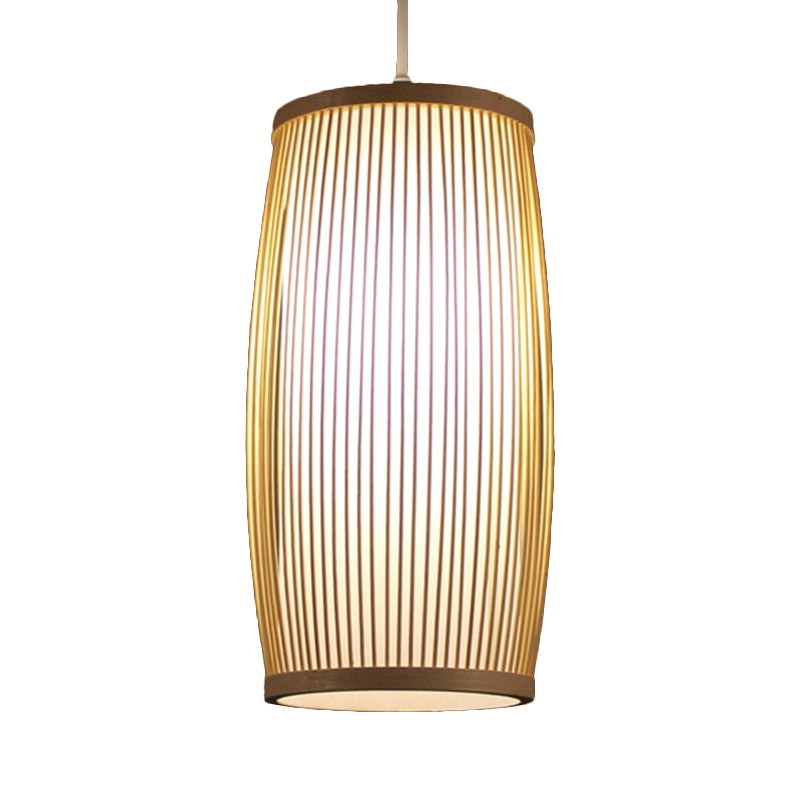 Cylinder Dining Room Hanging Lamp Bamboo Modern Hanging Light in Beige Clearhalo 'Ceiling Lights' 'Pendant Lights' 'Pendants' Lighting' 622423