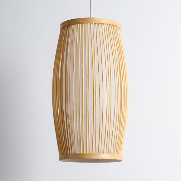 Cylinder Dining Room Hanging Lamp Bamboo Modern Hanging Light in Beige Clearhalo 'Ceiling Lights' 'Pendant Lights' 'Pendants' Lighting' 622424