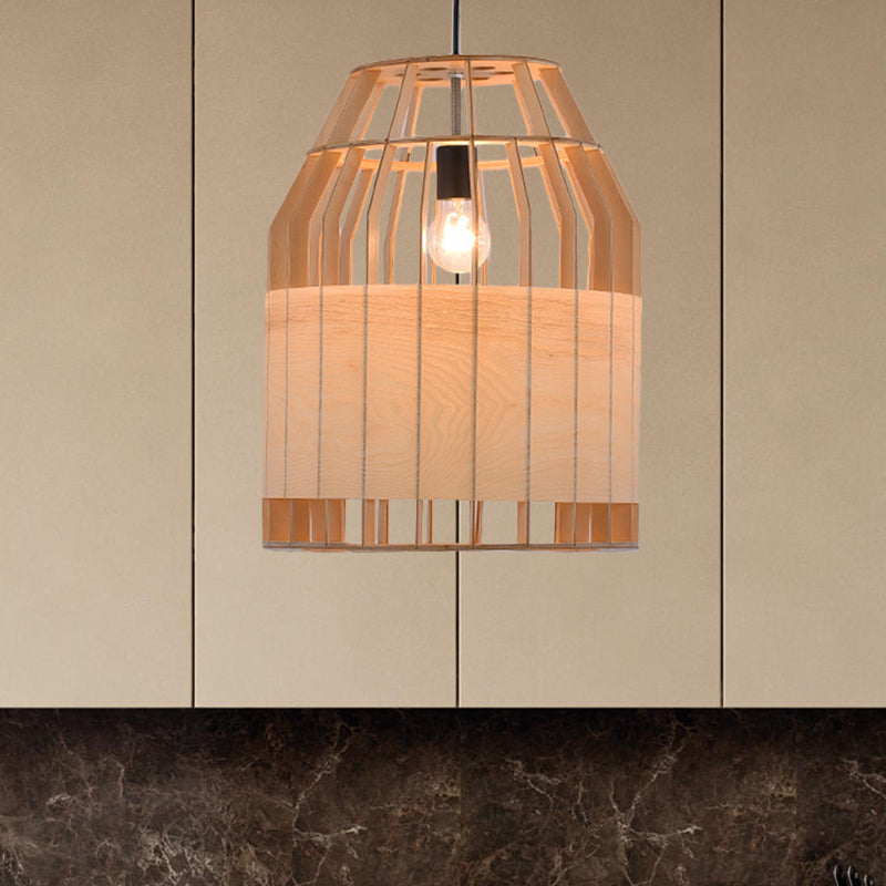 Beige Hanging Light Contemporary Bamboo Pendant Light Fixture for Dining Room Clearhalo 'Ceiling Lights' 'Pendant Lights' 'Pendants' Lighting' 622431