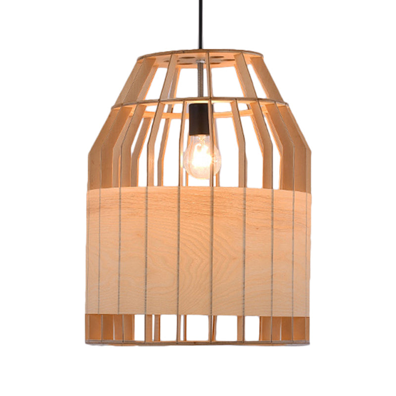 Beige Hanging Light Contemporary Bamboo Pendant Light Fixture for Dining Room Clearhalo 'Ceiling Lights' 'Pendant Lights' 'Pendants' Lighting' 622433