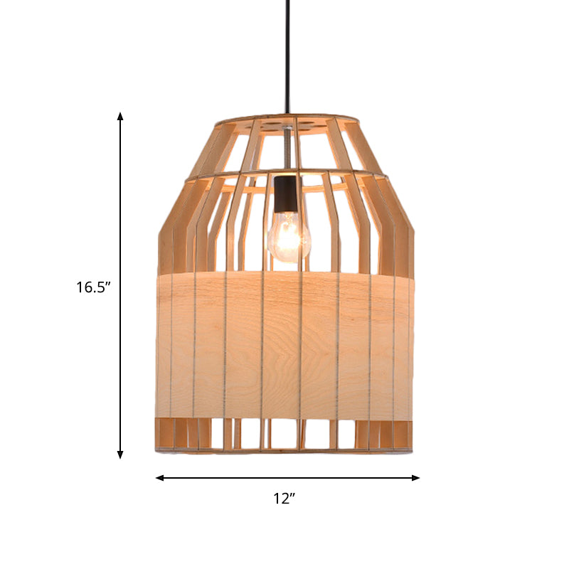 Beige Hanging Light Contemporary Bamboo Pendant Light Fixture for Dining Room Clearhalo 'Ceiling Lights' 'Pendant Lights' 'Pendants' Lighting' 622435