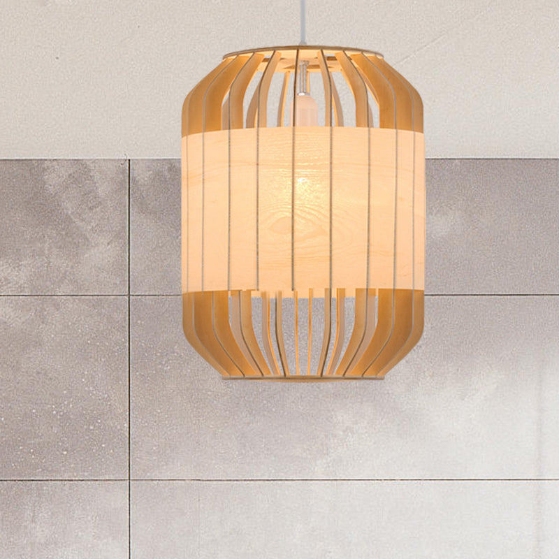 Beige Hanging Light Contemporary Bamboo Pendant Light Fixture for Dining Room Clearhalo 'Ceiling Lights' 'Pendant Lights' 'Pendants' Lighting' 622436