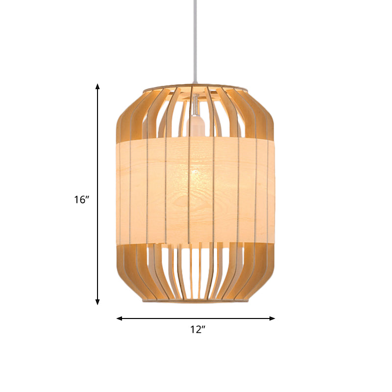 Beige Hanging Light Contemporary Bamboo Pendant Light Fixture for Dining Room Clearhalo 'Ceiling Lights' 'Pendant Lights' 'Pendants' Lighting' 622440