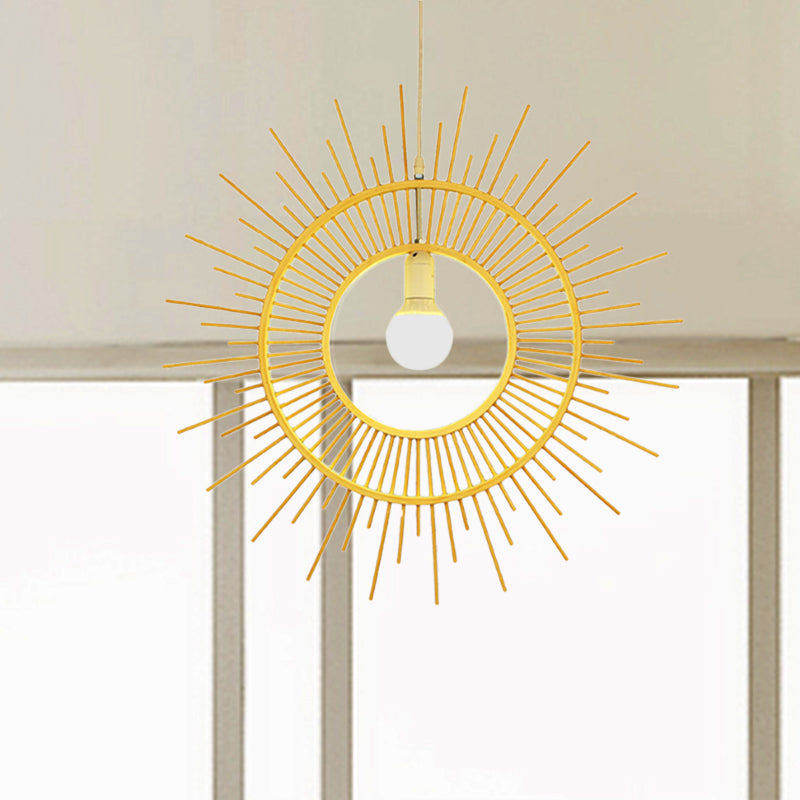 Bamboo Sun Shaped Hanging Lamp Modern Style 25.5"/29.5" W 1 Head Beige Hanging Pendant Light for Restaurant Clearhalo 'Ceiling Lights' 'Pendant Lights' 'Pendants' Lighting' 622442