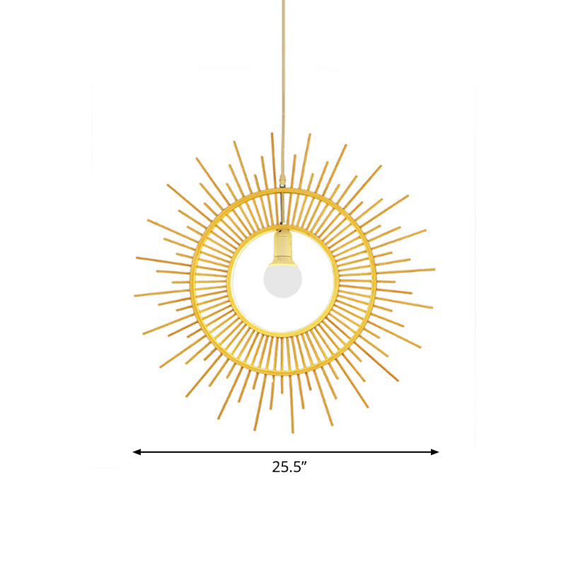 Bamboo Sun Shaped Hanging Lamp Modern Style 25.5"/29.5" W 1 Head Beige Hanging Pendant Light for Restaurant Clearhalo 'Ceiling Lights' 'Pendant Lights' 'Pendants' Lighting' 622446