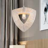 Triangle Shaped Hanging Light Countryside Rattan Fiber 1 Bulb White Pendant Ceiling Light Clearhalo 'Ceiling Lights' 'Pendant Lights' 'Pendants' Lighting' 622449