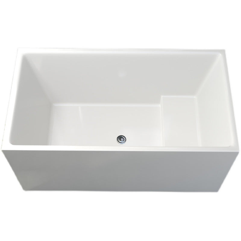 Contemporary Soaking Freestanding Bathtub Acrylic Rectangular with Center Drain Clearhalo 'Bathroom Remodel & Bathroom Fixtures' 'Bathtubs' 'Home Improvement' 'home_improvement' 'home_improvement_bathtubs' 'Showers & Bathtubs' 6226058