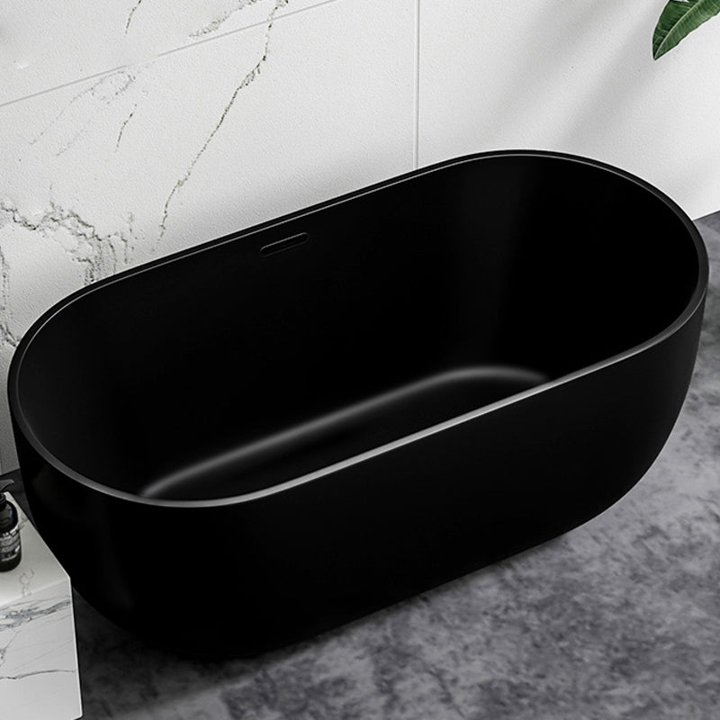 Modern Acrylic-Fiberglass Oval Bathtub Freestanding Soaking Bathtub with Center Drain Black Tub Clearhalo 'Bathroom Remodel & Bathroom Fixtures' 'Bathtubs' 'Home Improvement' 'home_improvement' 'home_improvement_bathtubs' 'Showers & Bathtubs' 6226107