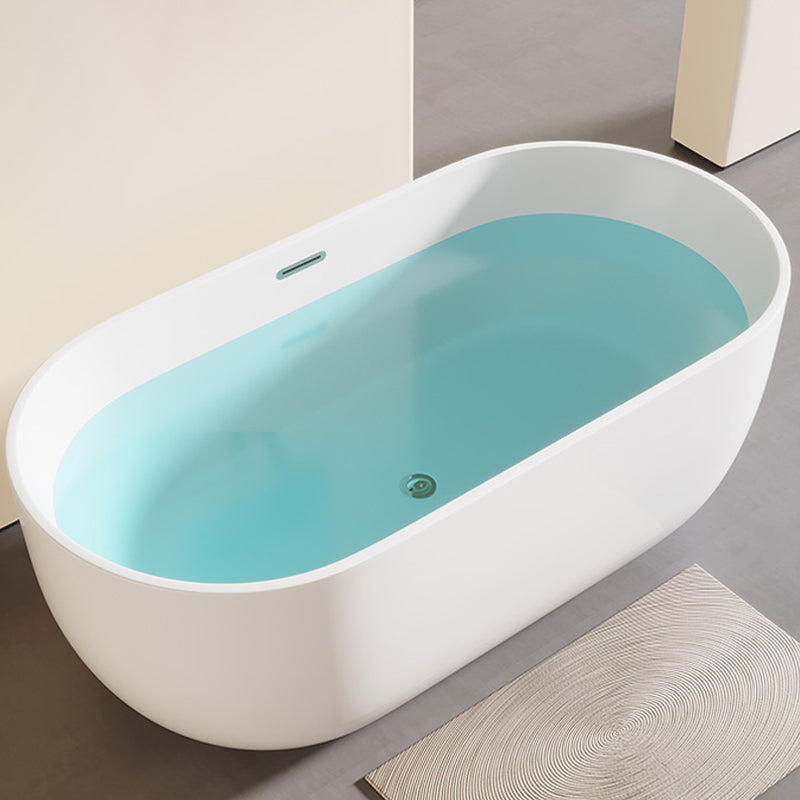 Modern Acrylic-Fiberglass Oval Bathtub Freestanding Soaking Bathtub with Center Drain White Tub Clearhalo 'Bathroom Remodel & Bathroom Fixtures' 'Bathtubs' 'Home Improvement' 'home_improvement' 'home_improvement_bathtubs' 'Showers & Bathtubs' 6226109