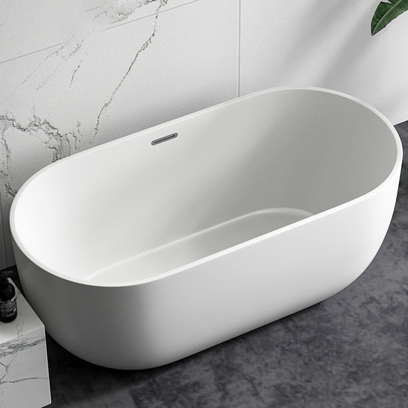 Modern Acrylic-Fiberglass Oval Bathtub Freestanding Soaking Bathtub with Center Drain Matte White Tub Clearhalo 'Bathroom Remodel & Bathroom Fixtures' 'Bathtubs' 'Home Improvement' 'home_improvement' 'home_improvement_bathtubs' 'Showers & Bathtubs' 6226110