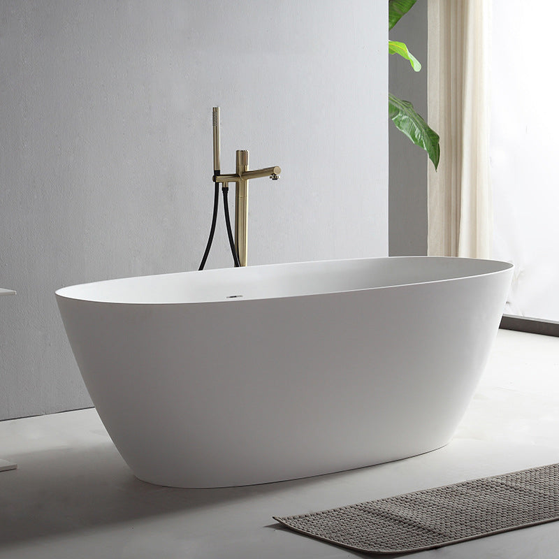 Contemporary White Bath Tub with Overflow Trim Oval Soaking Tub for Home 59"L x 29"W x 22"H Clearhalo 'Bathroom Remodel & Bathroom Fixtures' 'Bathtubs' 'Home Improvement' 'home_improvement' 'home_improvement_bathtubs' 'Showers & Bathtubs' 6226146