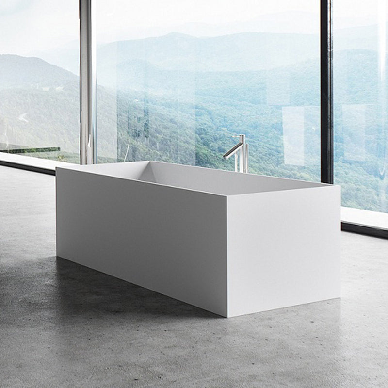 Modern Freestanding Bathtub Stone Rectangle White Soaking Bath Tub 67"L x 28"W x 22"H Clearhalo 'Bathroom Remodel & Bathroom Fixtures' 'Bathtubs' 'Home Improvement' 'home_improvement' 'home_improvement_bathtubs' 'Showers & Bathtubs' 6226161