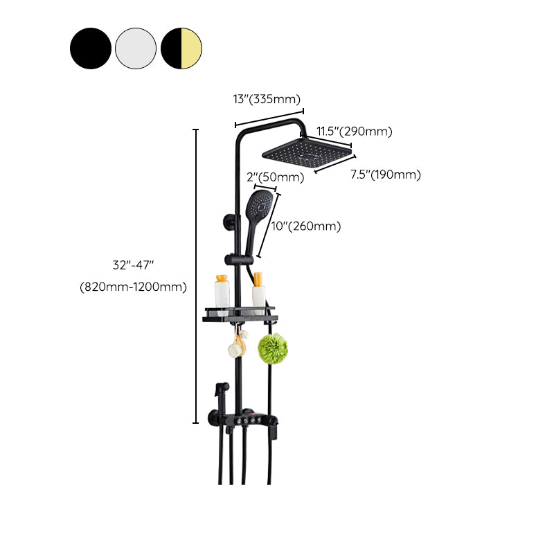 Modern Volume Control Shower Dual Shower Head Square Shower Faucet with Massage Jets Clearhalo 'Bathroom Remodel & Bathroom Fixtures' 'Home Improvement' 'home_improvement' 'home_improvement_shower_faucets' 'Shower Faucets & Systems' 'shower_faucets' 'Showers & Bathtubs Plumbing' 'Showers & Bathtubs' 6226502