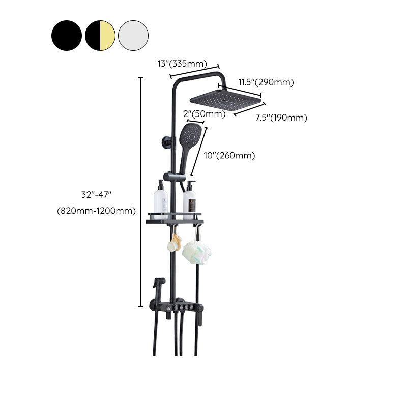 Modern Volume Control Shower Dual Shower Head Square Shower Faucet with Massage Jets Clearhalo 'Bathroom Remodel & Bathroom Fixtures' 'Home Improvement' 'home_improvement' 'home_improvement_shower_faucets' 'Shower Faucets & Systems' 'shower_faucets' 'Showers & Bathtubs Plumbing' 'Showers & Bathtubs' 6226505