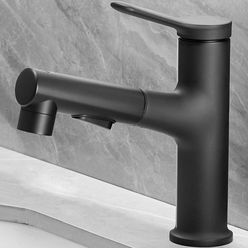 Pull-out Basin Faucets Single Handle Bathroom Faucet 1 Hole Vanity Sink Faucet Black 7.1" Clearhalo 'Bathroom Remodel & Bathroom Fixtures' 'Bathroom Sink Faucets' 'Bathroom Sinks & Faucet Components' 'bathroom_sink_faucets' 'Home Improvement' 'home_improvement' 'home_improvement_bathroom_sink_faucets' 6227175
