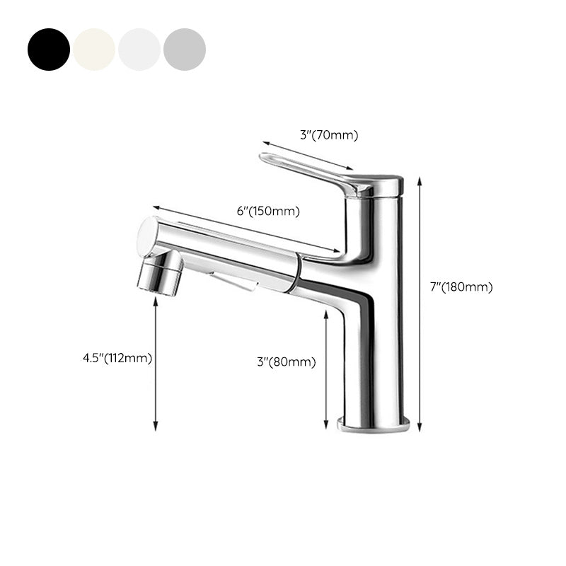 Pull-out Basin Faucets Single Handle Bathroom Faucet 1 Hole Vanity Sink Faucet Clearhalo 'Bathroom Remodel & Bathroom Fixtures' 'Bathroom Sink Faucets' 'Bathroom Sinks & Faucet Components' 'bathroom_sink_faucets' 'Home Improvement' 'home_improvement' 'home_improvement_bathroom_sink_faucets' 6227193