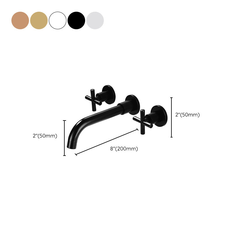 3 Holes Faucet 2 Cross Handles Wall Mounted Faucet for Bathroom Clearhalo 'Bathroom Remodel & Bathroom Fixtures' 'Bathroom Sink Faucets' 'Bathroom Sinks & Faucet Components' 'bathroom_sink_faucets' 'Home Improvement' 'home_improvement' 'home_improvement_bathroom_sink_faucets' 6227228