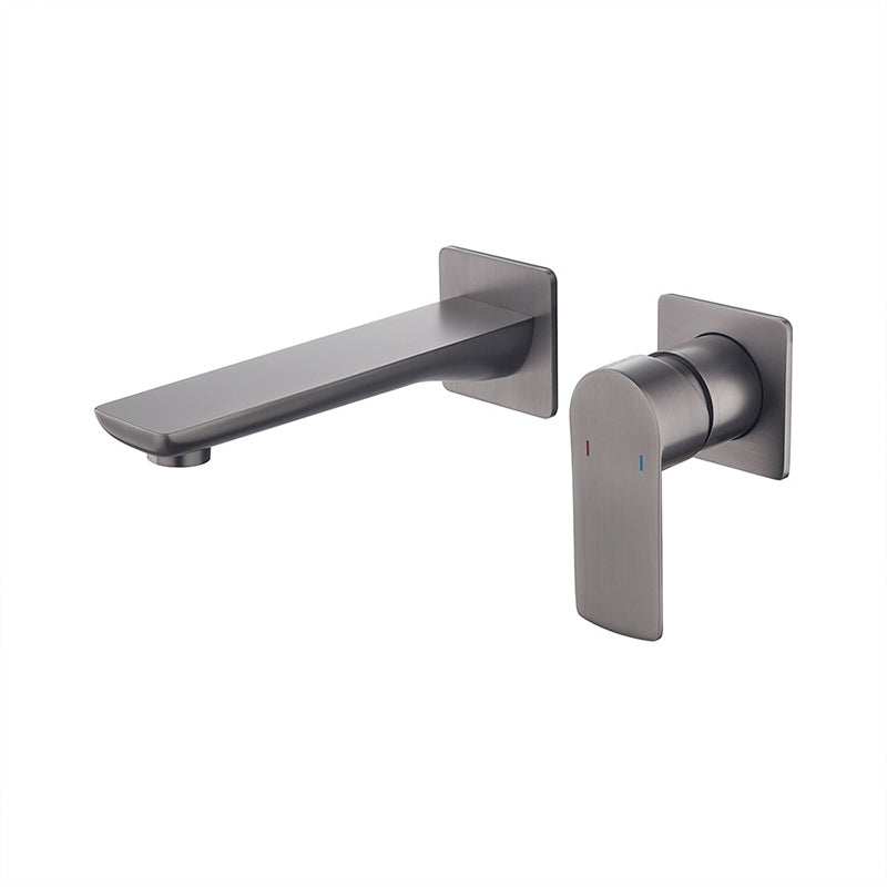 2 Holes Faucet Glam Style Wall Mounted Faucet with Single Lever Handle Clearhalo 'Bathroom Remodel & Bathroom Fixtures' 'Bathroom Sink Faucets' 'Bathroom Sinks & Faucet Components' 'bathroom_sink_faucets' 'Home Improvement' 'home_improvement' 'home_improvement_bathroom_sink_faucets' 6227233