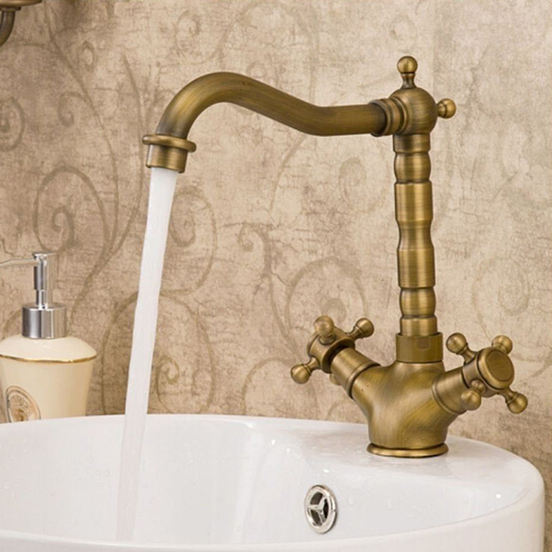 Glam Centerset Faucet One Hole Bathroom Faucet with 2 Handles Clearhalo 'Bathroom Remodel & Bathroom Fixtures' 'Bathroom Sink Faucets' 'Bathroom Sinks & Faucet Components' 'bathroom_sink_faucets' 'Home Improvement' 'home_improvement' 'home_improvement_bathroom_sink_faucets' 6227243