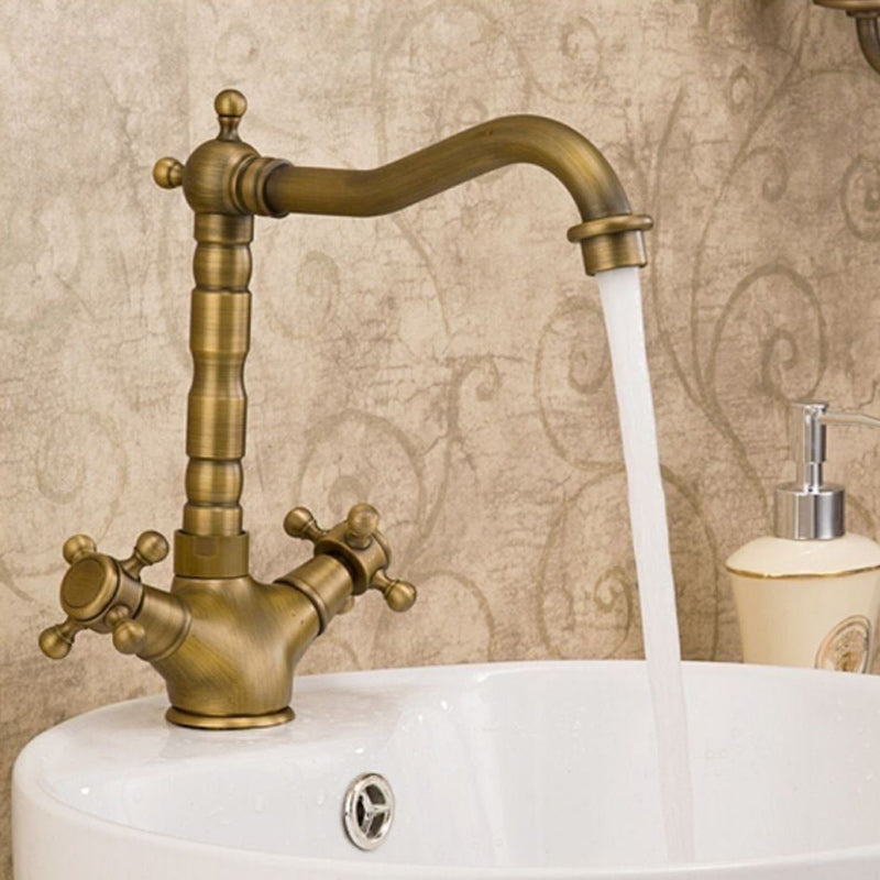 Glam Centerset Faucet One Hole Bathroom Faucet with 2 Handles 9.4" Cross Handles Clearhalo 'Bathroom Remodel & Bathroom Fixtures' 'Bathroom Sink Faucets' 'Bathroom Sinks & Faucet Components' 'bathroom_sink_faucets' 'Home Improvement' 'home_improvement' 'home_improvement_bathroom_sink_faucets' 6227245