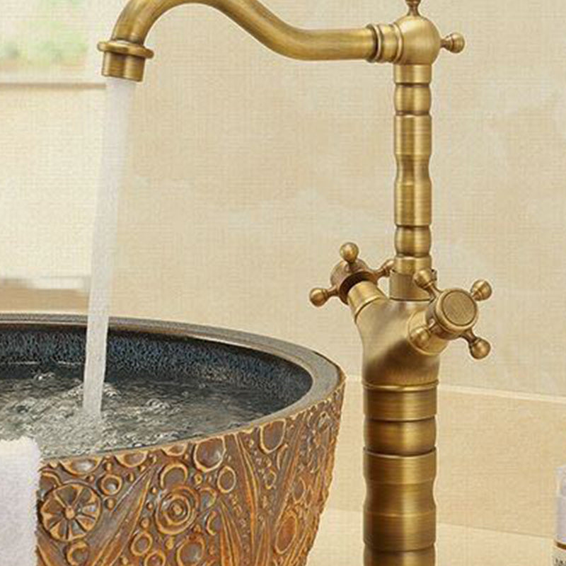 Glam Centerset Faucet One Hole Bathroom Faucet with 2 Handles Clearhalo 'Bathroom Remodel & Bathroom Fixtures' 'Bathroom Sink Faucets' 'Bathroom Sinks & Faucet Components' 'bathroom_sink_faucets' 'Home Improvement' 'home_improvement' 'home_improvement_bathroom_sink_faucets' 6227248