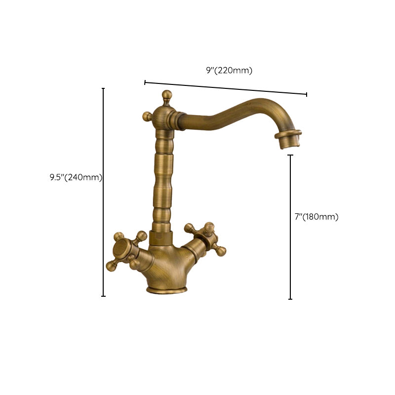 Glam Centerset Faucet One Hole Bathroom Faucet with 2 Handles Clearhalo 'Bathroom Remodel & Bathroom Fixtures' 'Bathroom Sink Faucets' 'Bathroom Sinks & Faucet Components' 'bathroom_sink_faucets' 'Home Improvement' 'home_improvement' 'home_improvement_bathroom_sink_faucets' 6227254