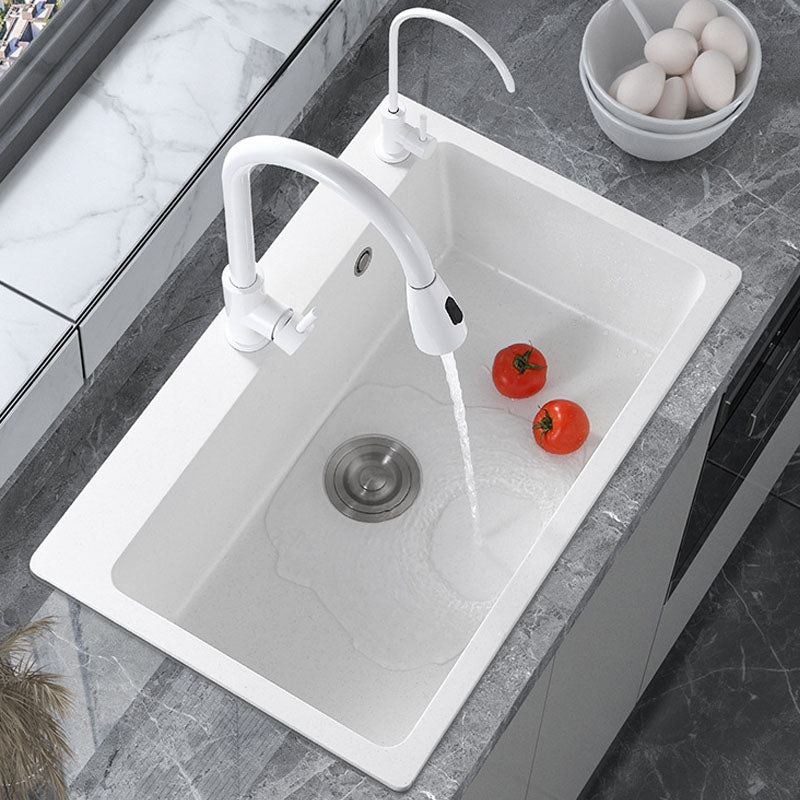 Modern Kitchen Sink Quartz with Accessories and Faucet Drop-In Workstation Sink Clearhalo 'Home Improvement' 'home_improvement' 'home_improvement_kitchen_sinks' 'Kitchen Remodel & Kitchen Fixtures' 'Kitchen Sinks & Faucet Components' 'Kitchen Sinks' 'kitchen_sinks' 6227380